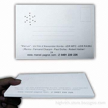 Pre-recorded Musical Postcard with Broad Logo Printing Area, Made of 300g White Paper Card